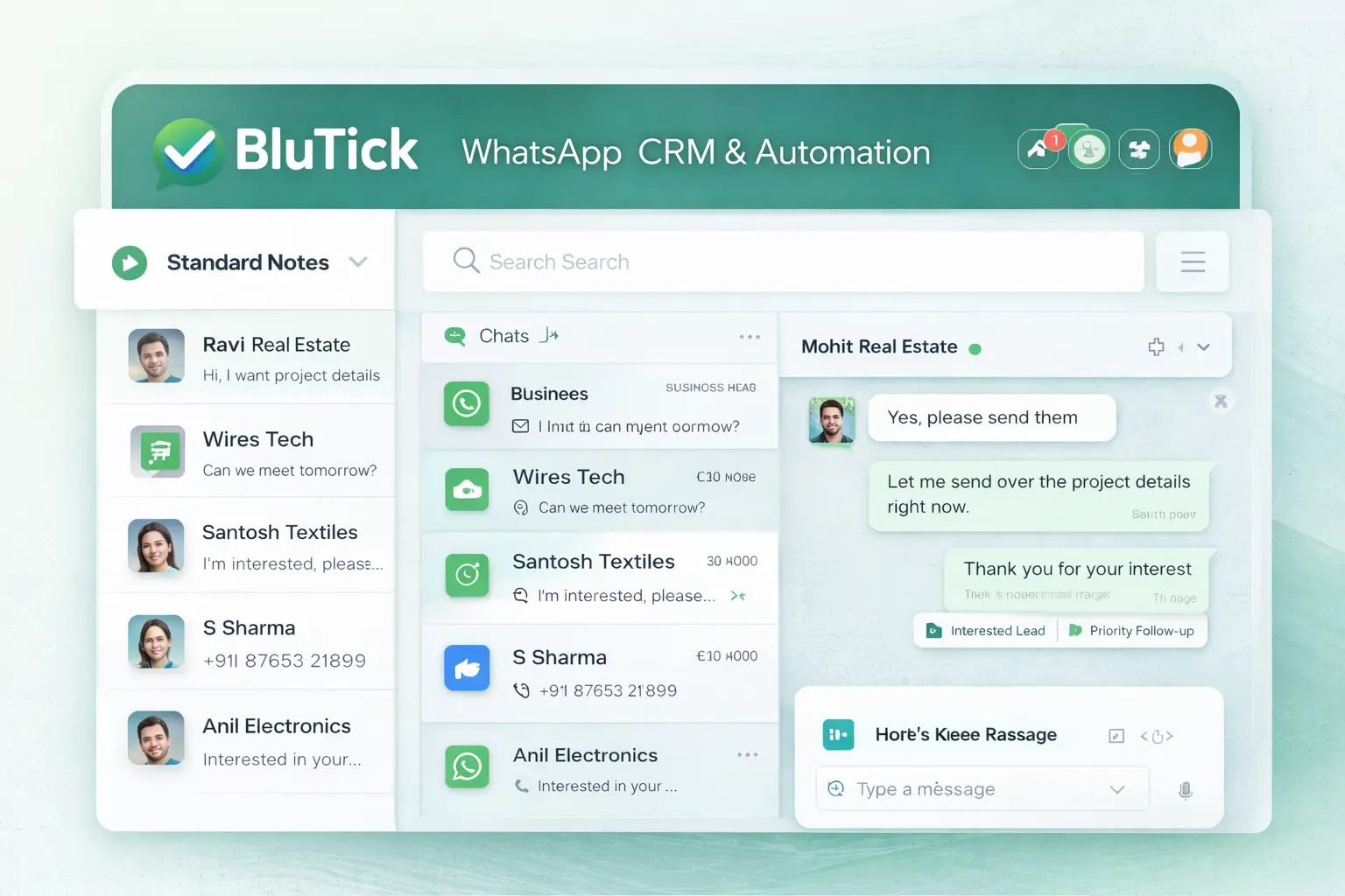 BluTick Unified Inbox Dashboard